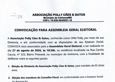 EDITAL DE CONVOCAÇÃO ASSOCIAÇÃO POLLY CÃES E GATOS